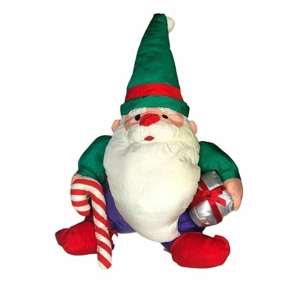 Vintage Santa Claus Nylon Plush Stuffed Toy Doll 20" Puffalump Candy Cane - Picture 1 of 4
